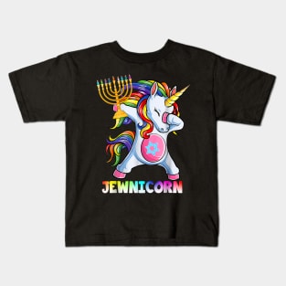 Hanukkah Dabbing Unicorn Jewnicorn Chanukah Jewish Xmas Kids T-Shirt